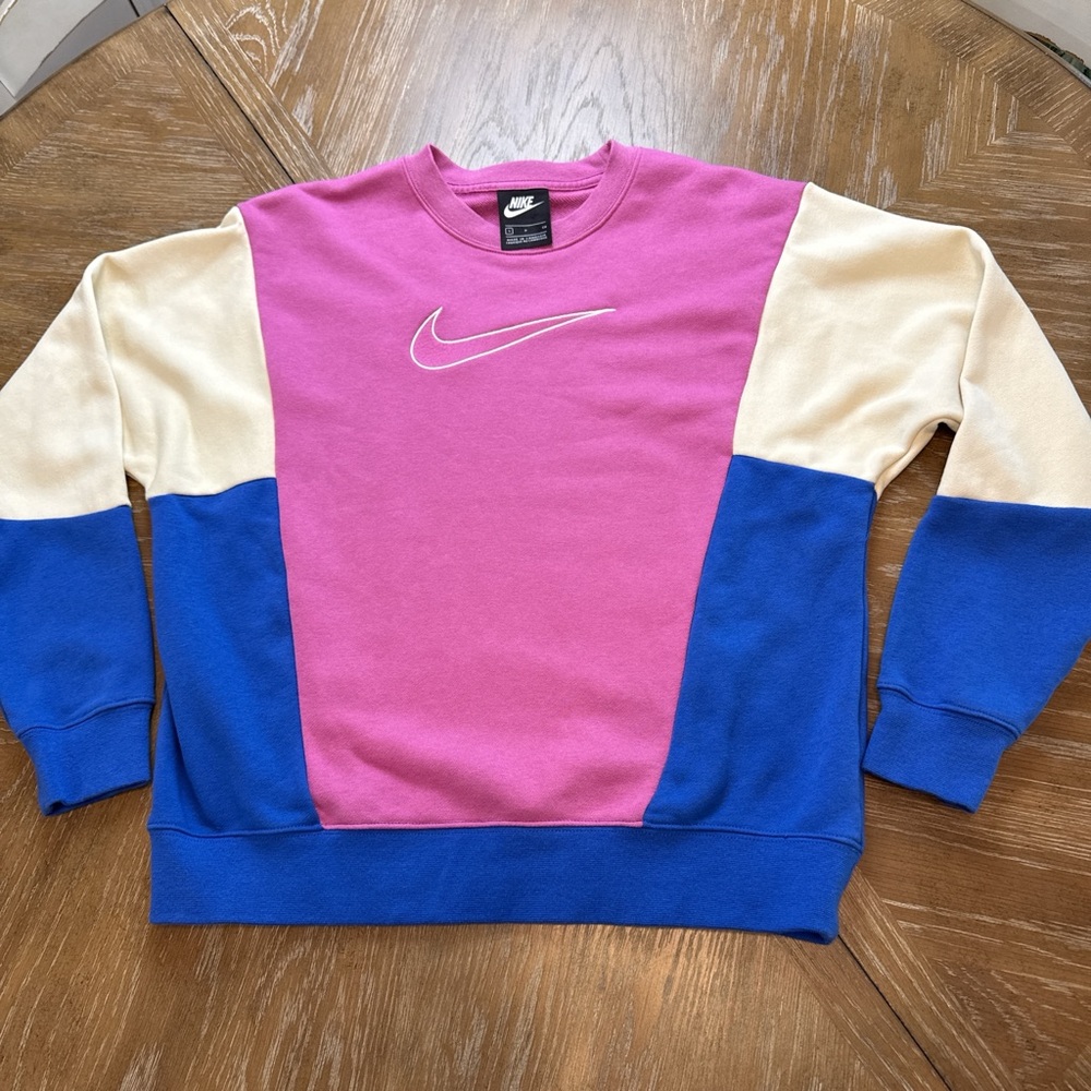 Nike Colorblock Crewneck Sweatshirt - Pink/Blue/Cream
